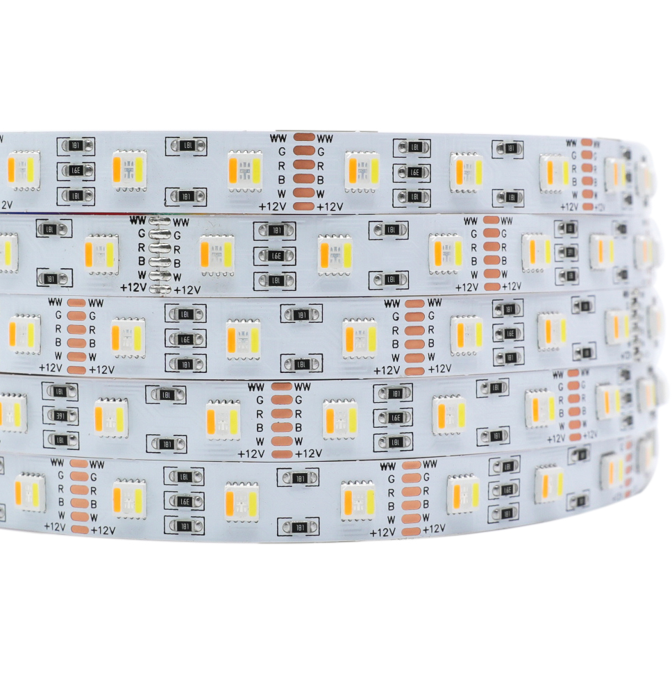 Outdoor 5 Channel RGB+CCT (3000K-6500K) LED Strip Light,SMD5050 5in1 chip,  IP65 Silicone Tube, 24VDC, 19.2w/meter, 96W/roll, 12mm width, CRI >80, cut  every 3 LEDs, 2 year warranty , UL listed - Poli