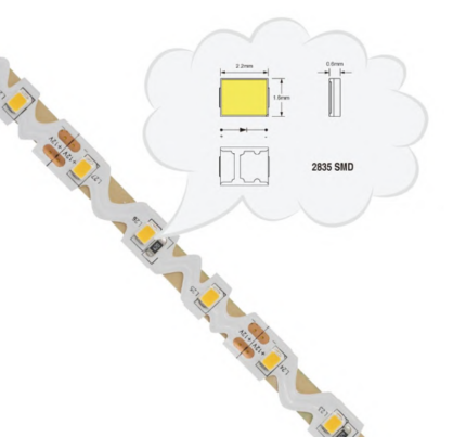 Indoor White bendable strip, (L)5m x(W)6mm, 12VDC/36Watt, 60pcs/2835 Leds/m, 22lm per Led, 6000-6500K Pure white