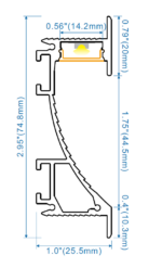Drywall Trimless Profile - W 26mmxH 76mmxL 6.6ft  79in InnerW 12mm - Image 2